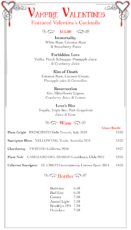 valentine haunt 3 course dinner menu